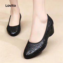 Lovito Sapatos De Salto Alto Elegantes Para O Escritório Com Cabedal Vazado Clássicos E Versáteis Superconfortáveis ​​como Uma Nuvem Na Cor Preta Para Mulheres HEFB124FX019
