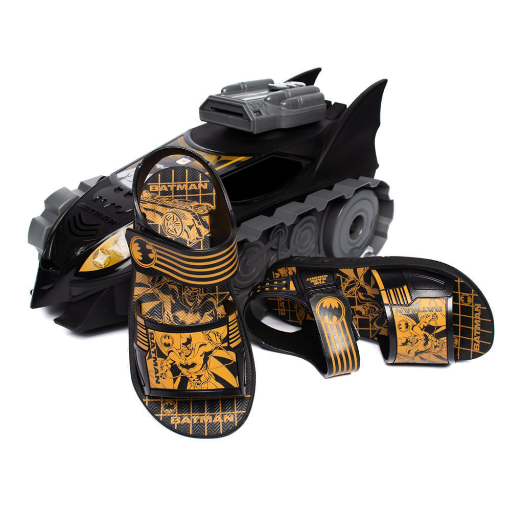 Sandália Infantil Grendene Batman Batmóvel Preto/Amarelo