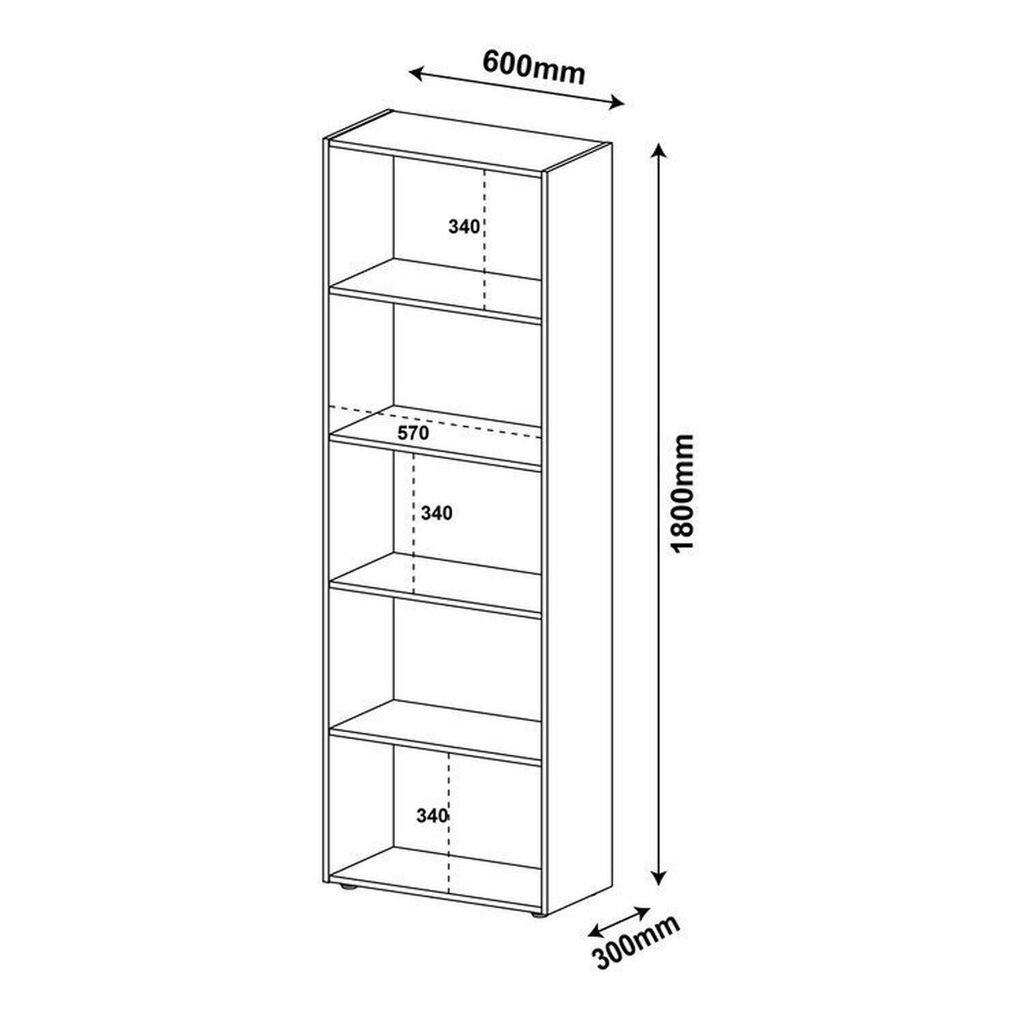 Kit 2 Estantes para Livros com 5 Prateleiras 120CMX60CM Marrom/Cinamomo Cinamomo — imagem 2 de 2
