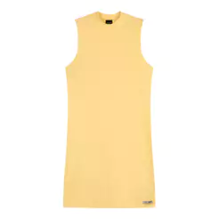 Vestido Juvenil Menina Canelado Básico Beats Amarelo