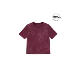 T-Shirt Feminina Floral Puff Marialícia Vermelho