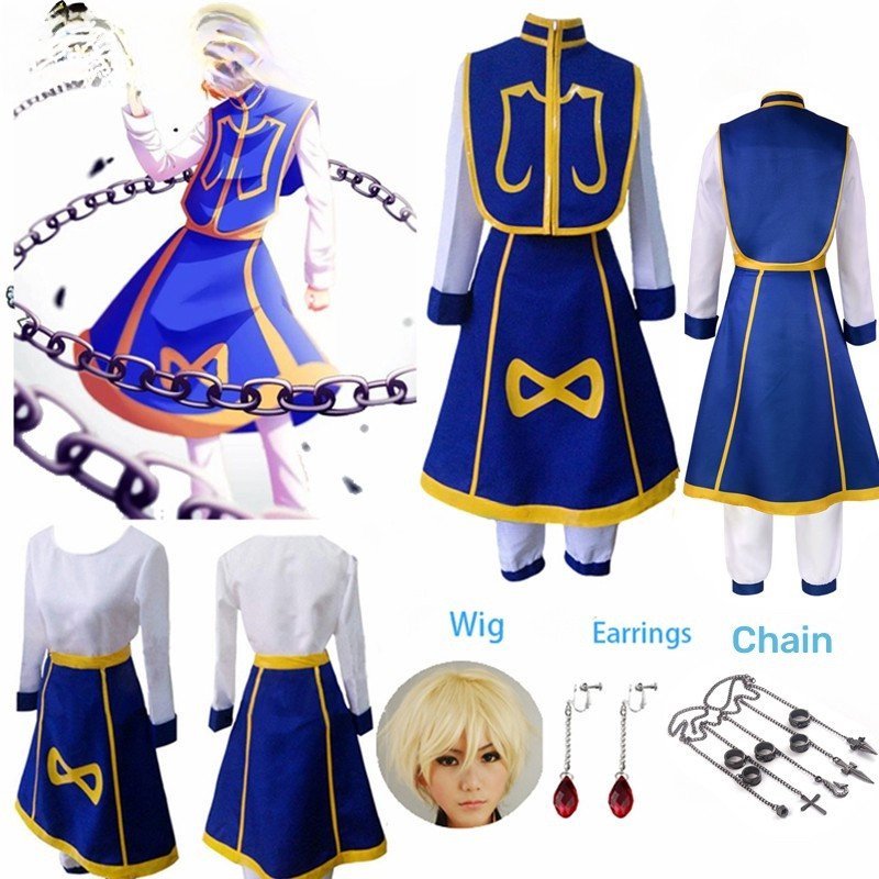 Anime Manga Hunter x Cosplay Traje Kurapika Correntes Anel Brinco Camisa Peruca Festa De Natal Uniforme Fato
