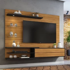 Painel para TV até 60 Polegadas 180CMX150,5cm 1 Porta 3 Prateleiras Nt 1115 Marrom Freijó Trend/Preto TX