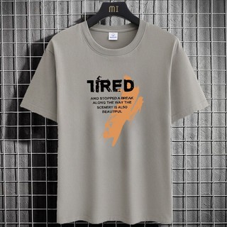 Camiseta de manga curta masculina juventude verão em torno do pescoço impresso ins topo moda All-Match meia manga camise