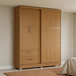 Guarda Roupa Solteiro 3 Portas Mistas e 2 Gavetas 218cm C533 Canela Canela