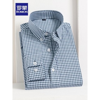 Lomon camisa xadrez de manga comprida masculina 100% algodão negócios Casual lapela camisa All-Match pequeno Oxford xadr