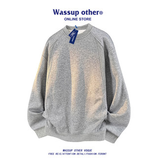 WASSUP OUTRO Americano Retro Em Torno Do Pescoço Moletom Masculino Primavera Outono Street Wear Solto Casual Manga Compr