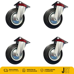 Kit 4 Rodízios Giratórios De Borracha 5 Pol 125mm 400kg JST P/ Móveis
