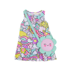 Vestido Infantil Menina Com Bolsa Floral Elian Rosa