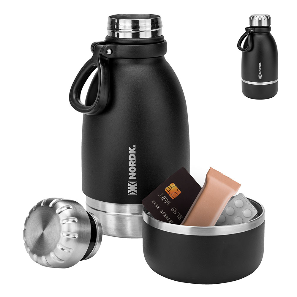 Garrafa Térmica 1L Nordk To Go 2 em 1 Inox Com Divisória Compartimento Pet Chá Whey Academia em Oferta na Shopee