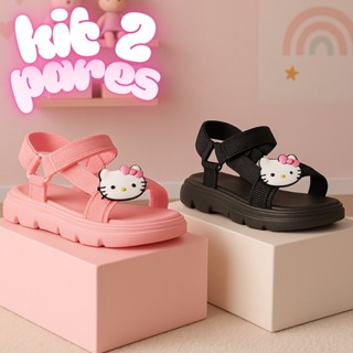 Kit 2 Pares Sandália Papete Hello Kitty Infantil Super Leve e Estilosa em Oferta na Shopee