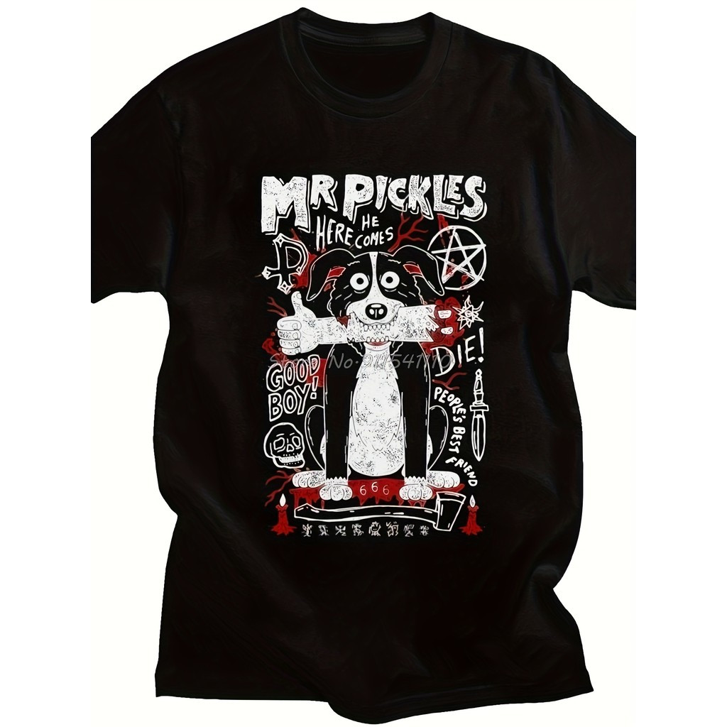 [Camiseta Premium em Algodão Puro]GXG Camiseta Unissex Premium Plus size Mr. Pickles, Básica Oversized 100% Algodão Conf