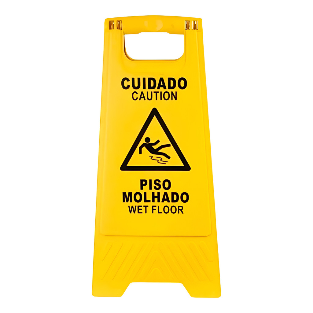 Cuidado Piso Molhado Placa Sinalizadora Cor Amarelo Kala