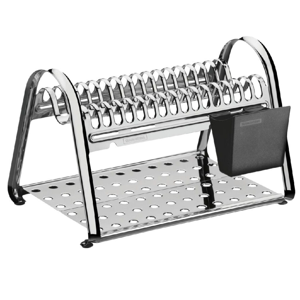 Escorredor Louça Inox Preto Tramontina Plurale Porta Talheres Cozinha