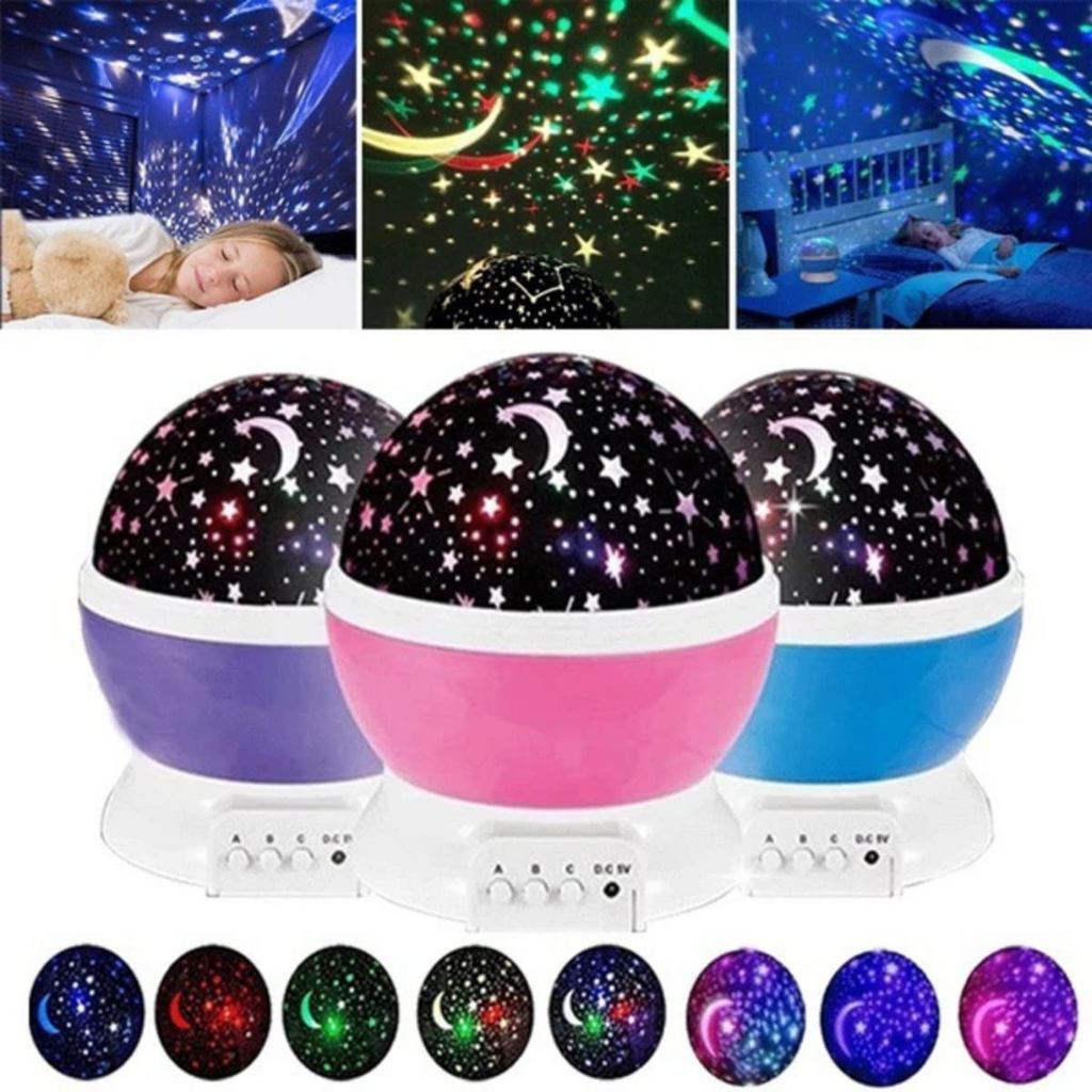 Luminária Abajur Rotativa Projetor Globo Estrelas Crianças 360º Star Master Gira Teto Galaxy Quarto Infantil Led Céu Gir