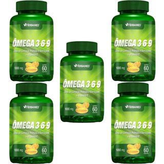 Kit 5X Ômega 3, 6 e 9 Linhaça, Prímula E Borragem + Vitamina E - 60 Cápsulas - Herbamed em Oferta na Shopee