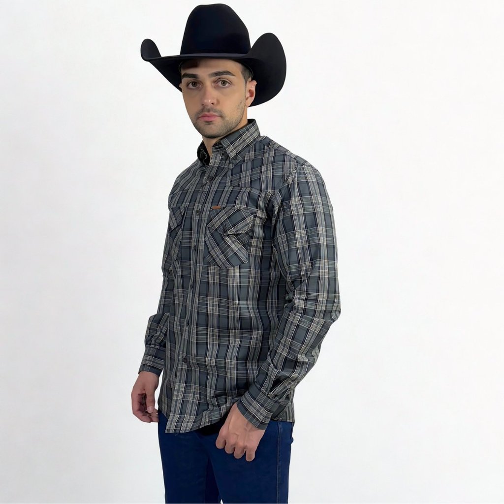 Camisa Xadrez Masculina Manga Longa Recorte Americano Tassa