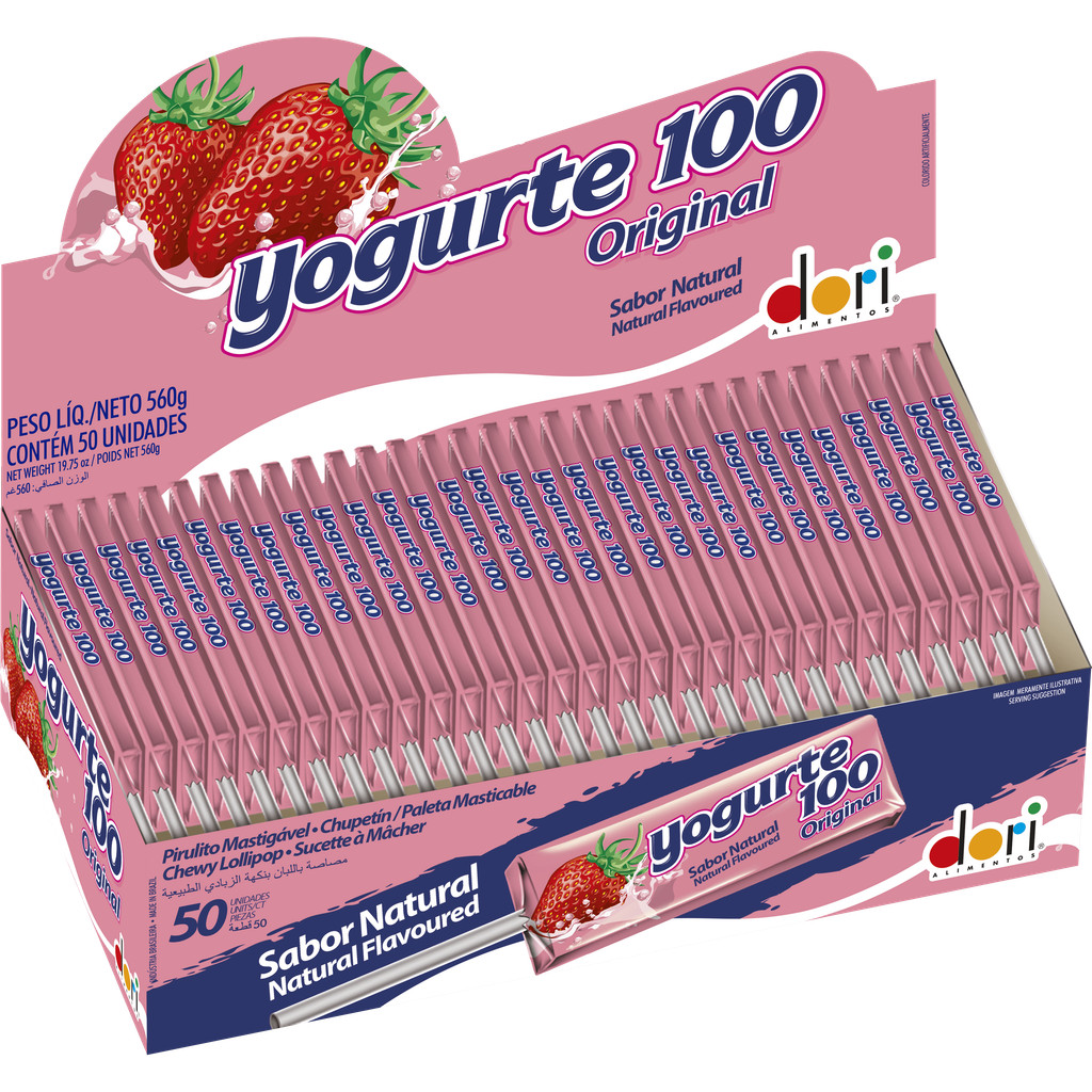 Pirulito Dori Yogurte 100 Mastigável – 50 Unidades (560g) em Oferta na Shopee