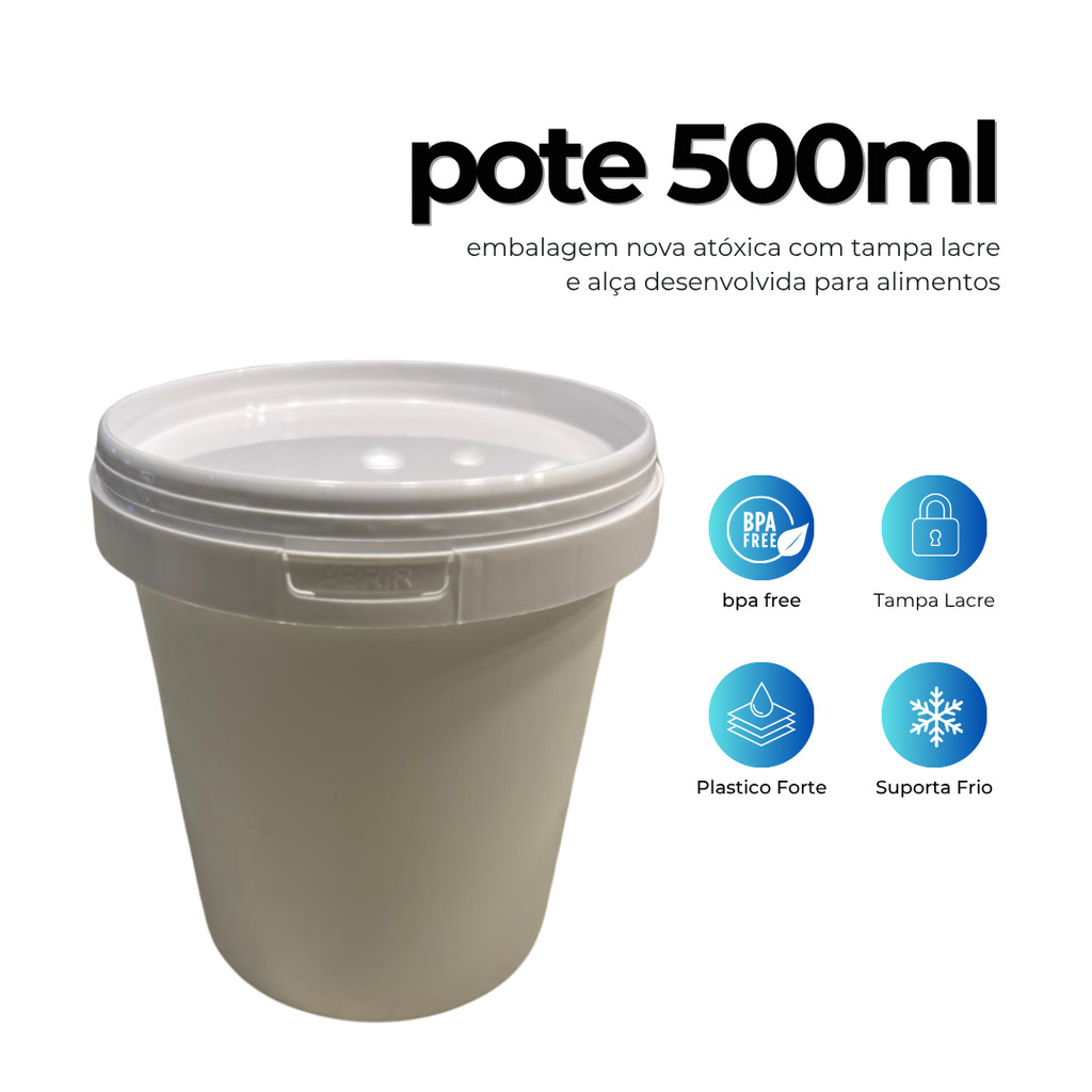 Pote com Tampa Lacre 500 ML Novo Atóxico