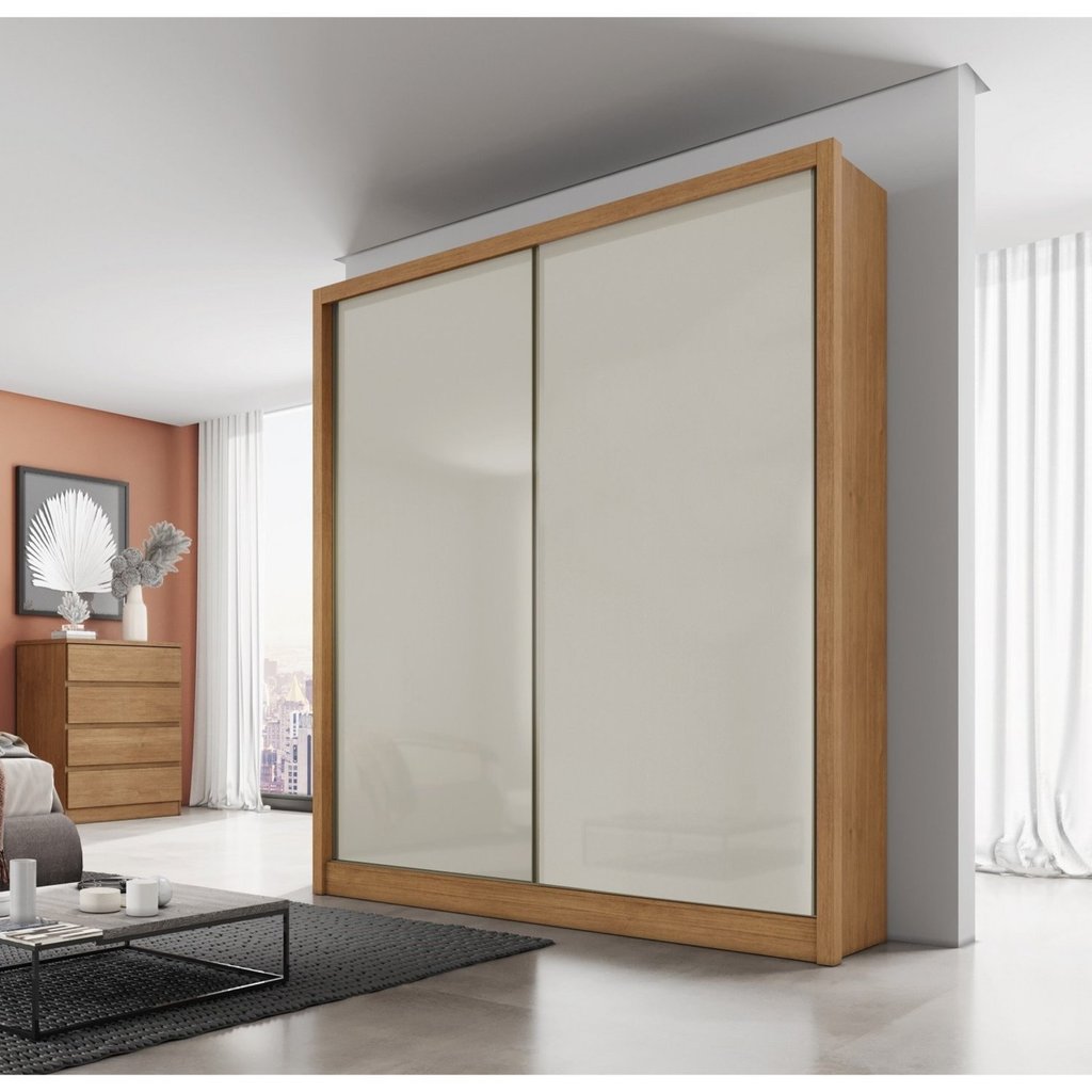 Guarda Roupa Solteiro MDF 2 Portas 3 Gavetas Ávila  Cumaru Fendi em Oferta na Shopee