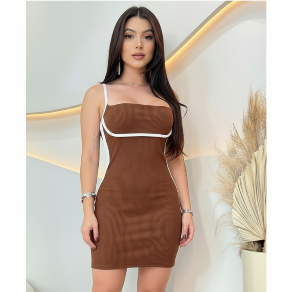Vestido Alcinha Curto Com Bojo Tecido Alta Qualidade em Oferta na Shopee