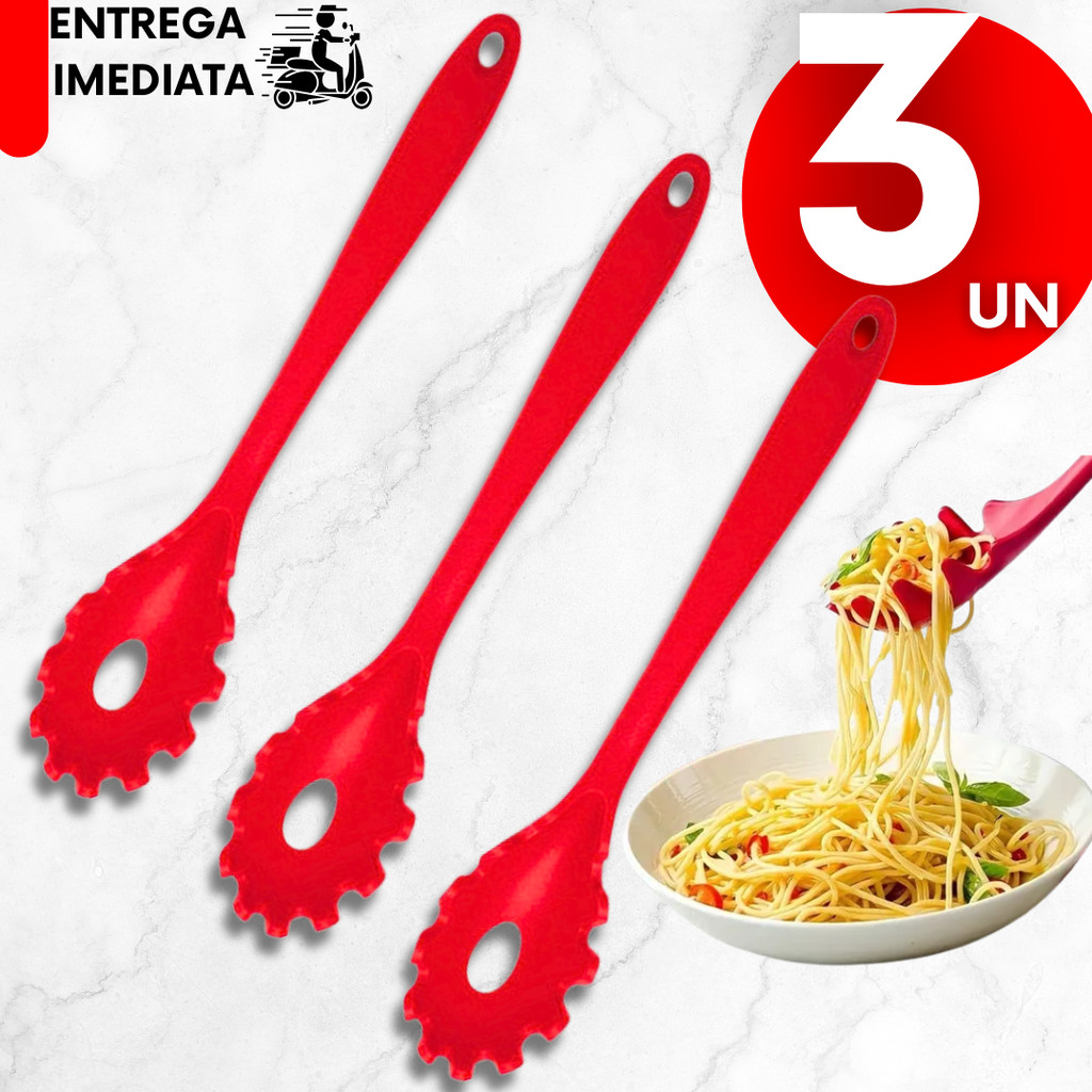 Pegador De Macarrão Kit 3/2/1 Silicone Para Massas Grande
