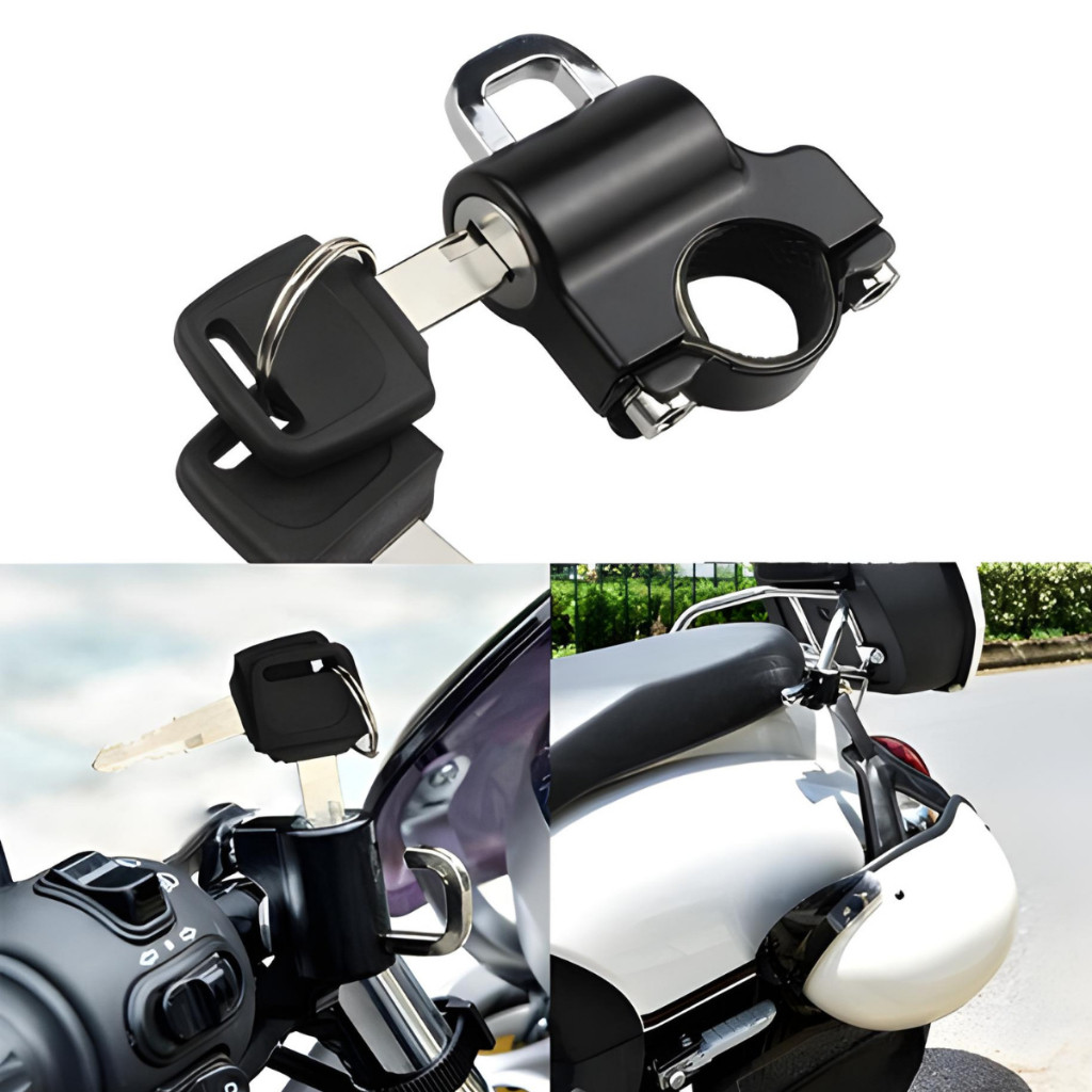 Trava De Segurança Do Capacete Antifurto Para Guidão Da Motocicleta Bike Trava Anti-Roubo Universal em Oferta na Shopee