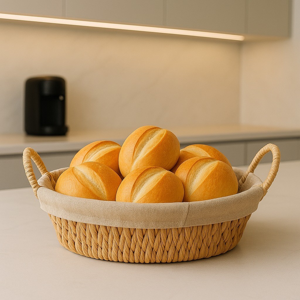 Cesto de Pão Redondo Retangular Oval Para Café da Manhã com Forro e Alça Lateral Multiuso em Oferta na Shopee