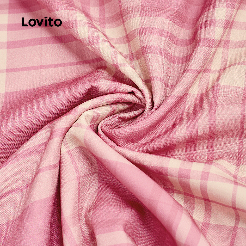 Detalhes do Lovito Vestido Casual com Botões para Primavera/verão para Mulheres L154ED376