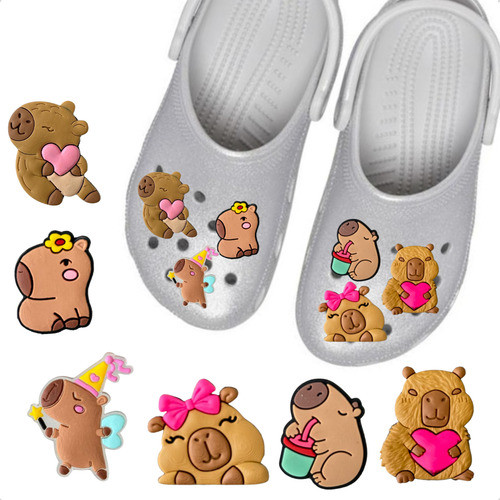 Kit 6 Pins Botton Enfeites Para Babuche Capivara Colorido