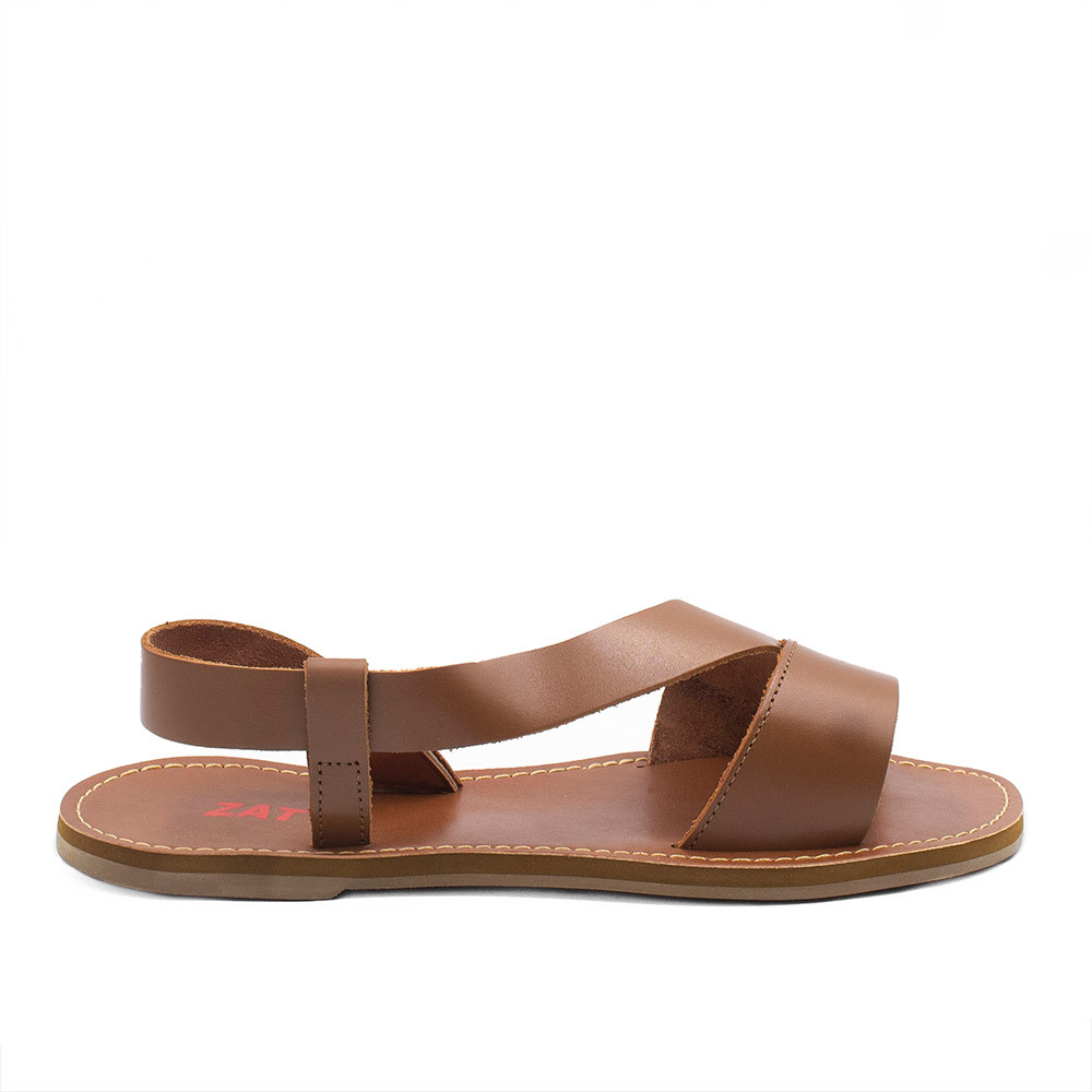 Sandália Rasteira Zatta Couro Flat Gabriela