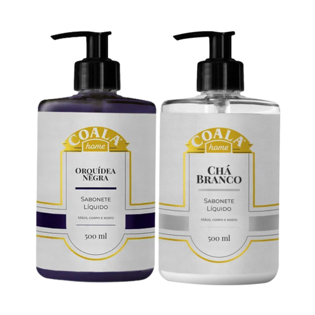 KIT C/2 SABONETE LÍQUIDO COALA ORQUÍDEA NEGRA + CHÁ BRANCO 500ML em Oferta na Shopee