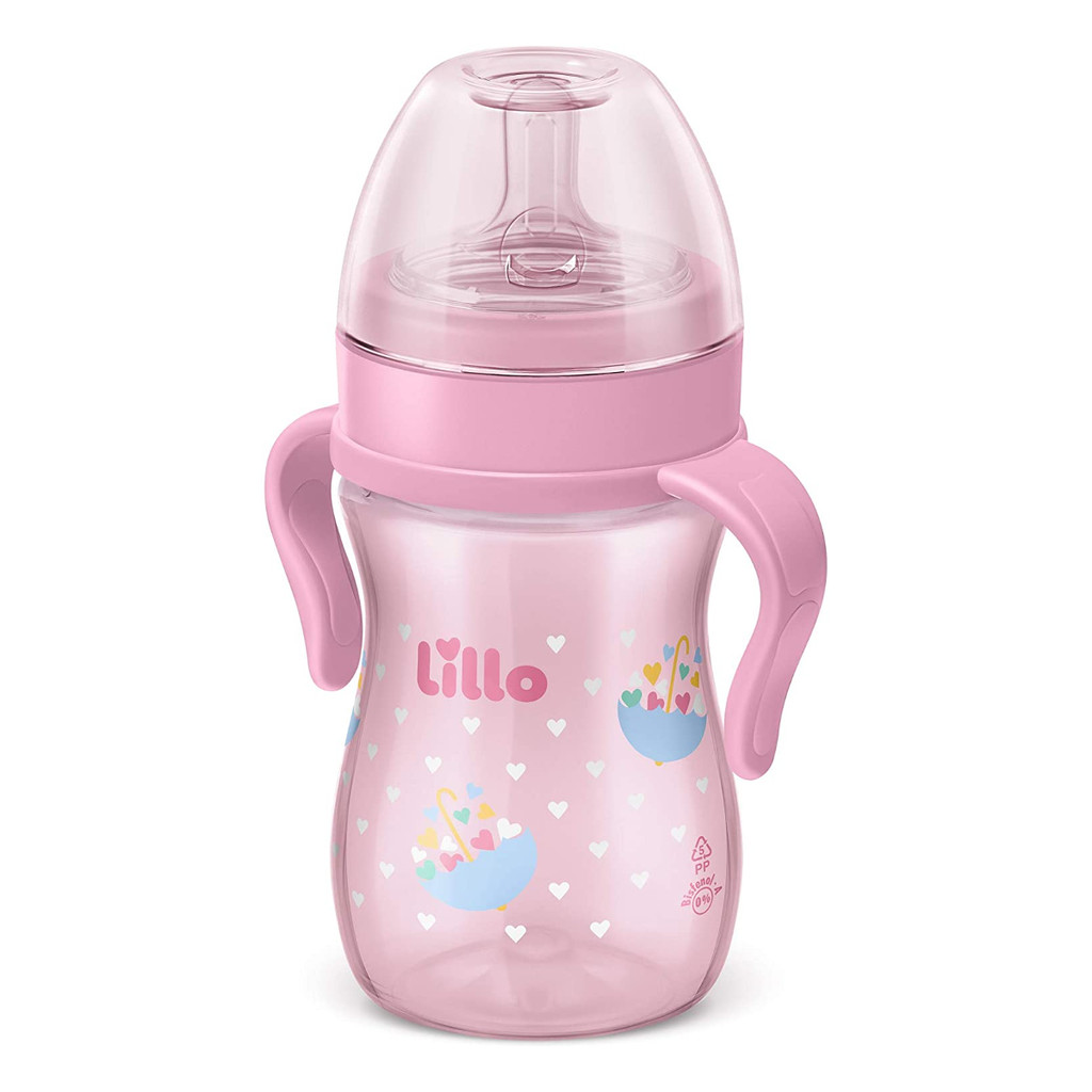 Mamadeira com Alça Super Evolution 240ml Rosa - Lillo em Oferta na Shopee