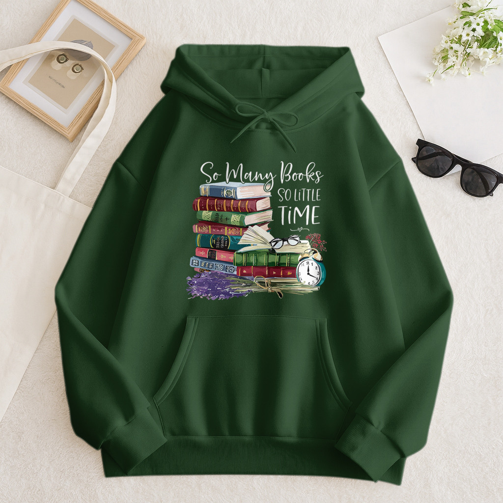Blusa de Frio Canguru Estampada | Arte com Livros, Relógio e Flores Vintage