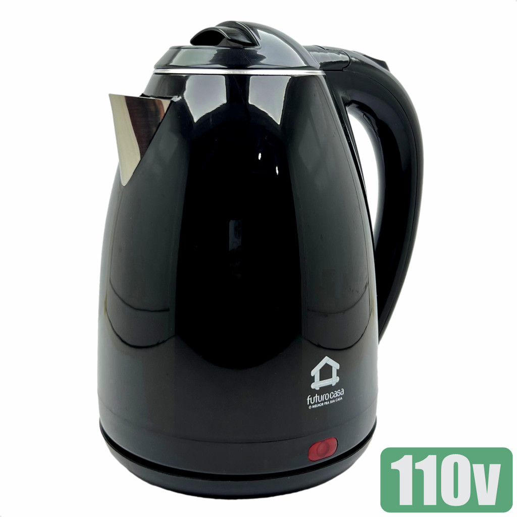 Chaleira Elétrica Preta 1500w Em Aço Inox 1,8 Litros E Desligamento Automático 110V