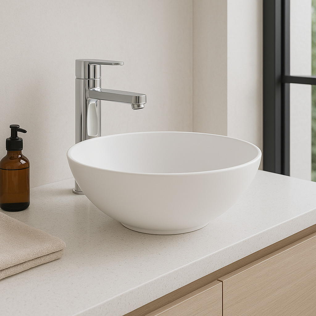 Cuba de Apoio Sobrepor Redonda 29cm Banheiro Lavabo Decoração