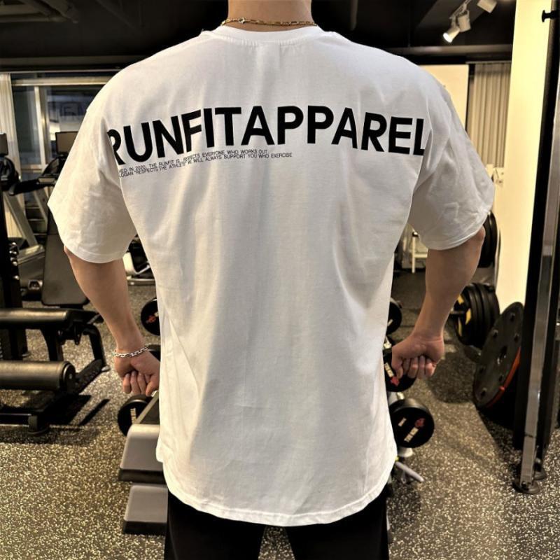 Verão solto esportes de manga curta masculino elástico respirável terno de treinamento correndo lazer Fitness camiseta e
