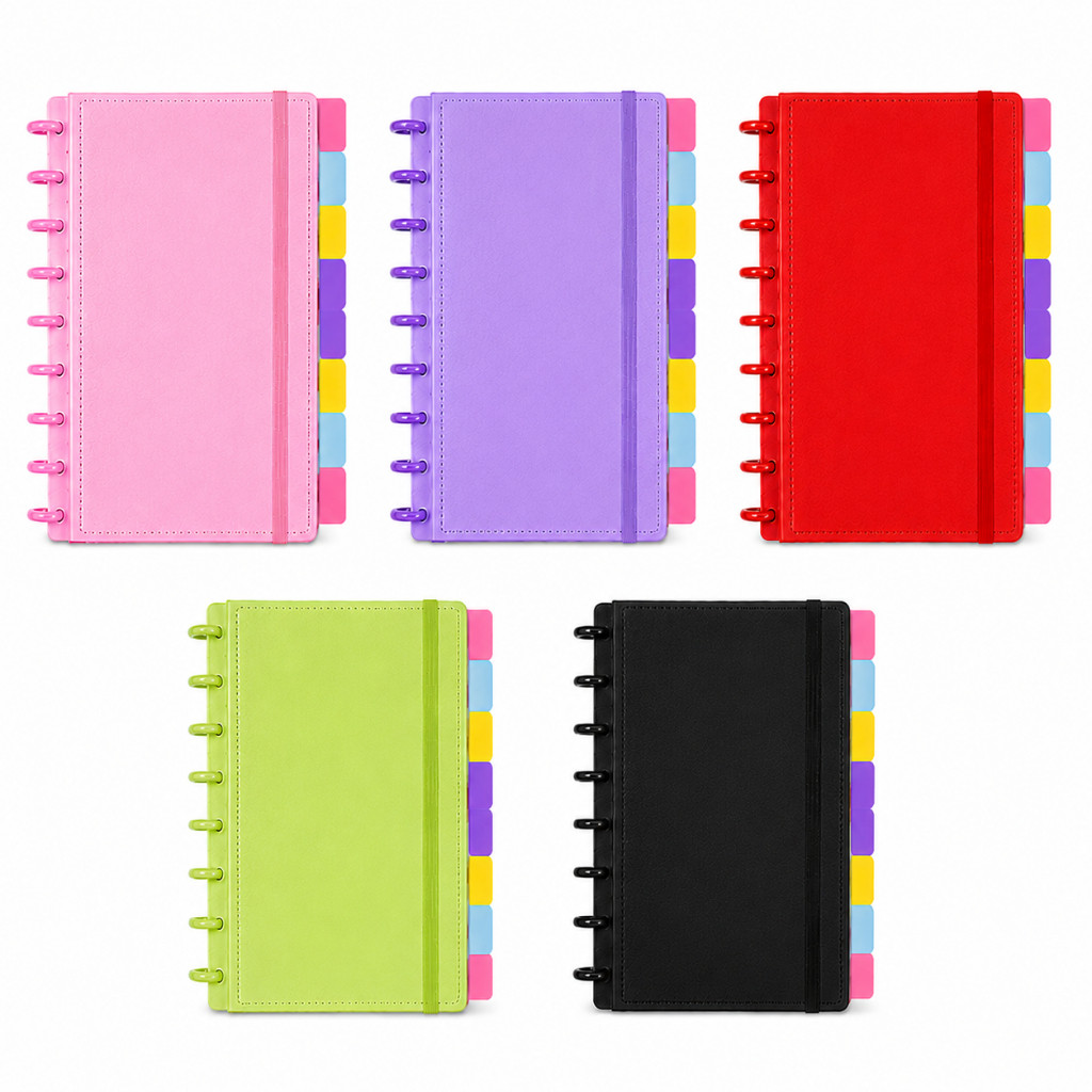 Caderno Grande tipo Inteligente Personalizado 8/10/11 Discos Capa Dura 80 Folhas Pautadas Escolar Planner Diário