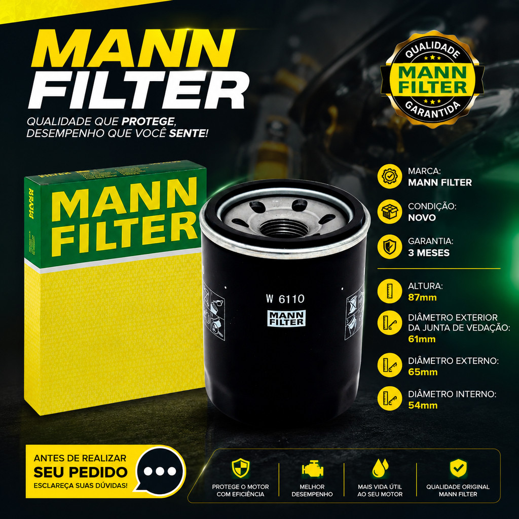 Filtro Oleo Motor Honda Civic Fit City CRV HRV Mann Filter W6110 Original · foto 2