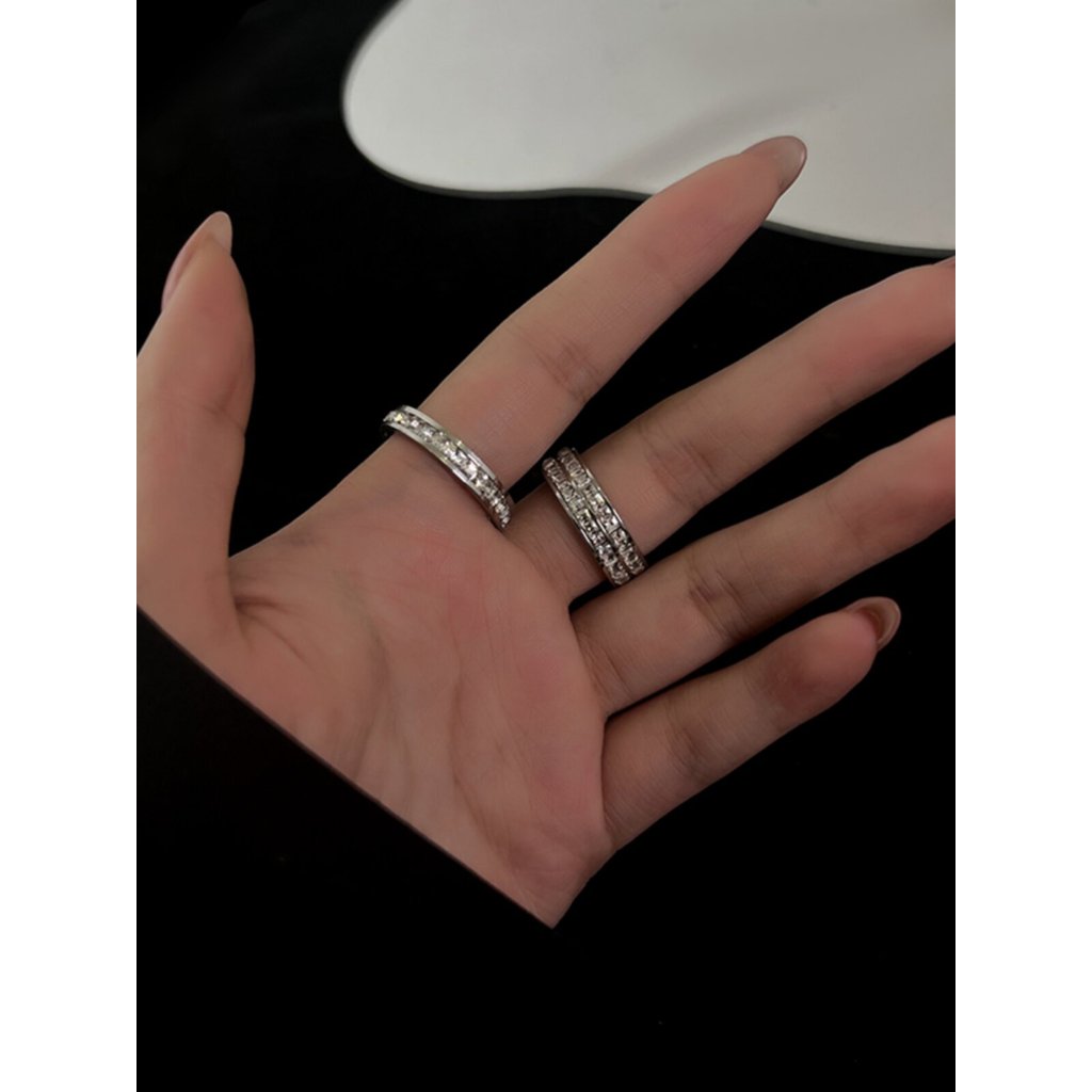 kit anel anel solitario Anel de aço de titânio com diamante completo, anel de desgaste de rua que não desbota, masculino