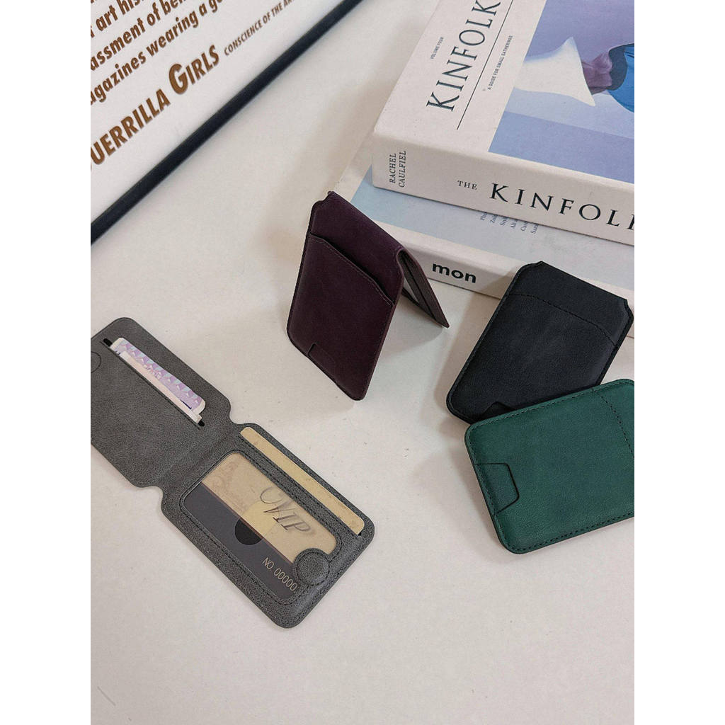 carteira magsafe Porta-cartões magnético Magsafe de couro simples Suporte dobrável para celular Armazenamento Estrutura