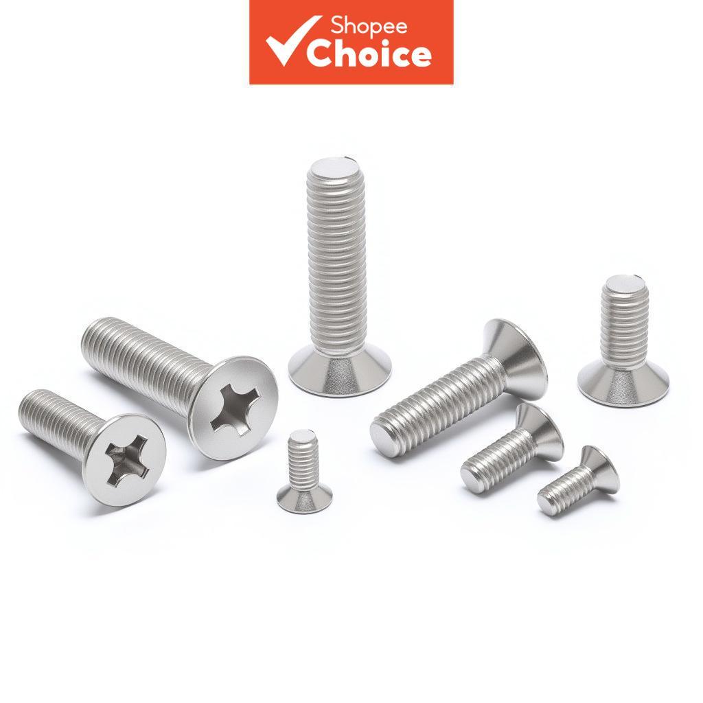 LESTPRO950 Parafusos De Aço Inoxidável 304 Escareados E Cabeça De Guarda-Chuva Rosca Grossa Métrica M5 M6 M6x20 5 Peças