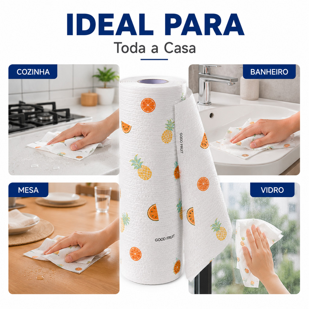 Rolo Pano De Limpeza 70 Peças Reutilizável Absorvente Água Preguiçoso Seco Lavável Toalha De Papel Rag