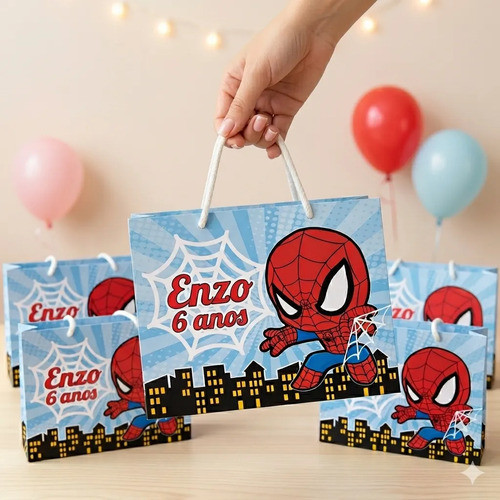 Sacolinhas Personalizada tema HOMEM ARANHA BABY CUTE | Lembrancinhas de festas Aniversário | Pegue e monte
