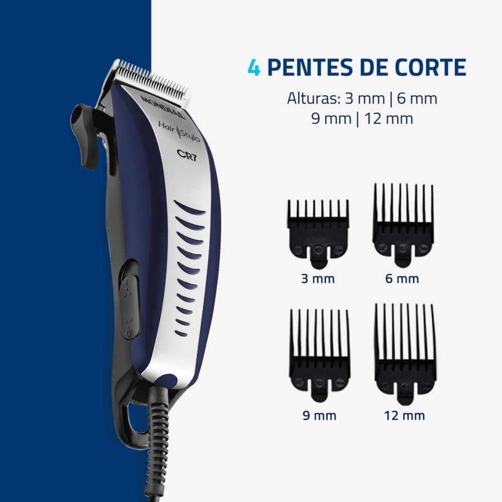 Máquina de cortar cabelo com 4 pentes e acessórios Hair Stylo CR-07 Mondial