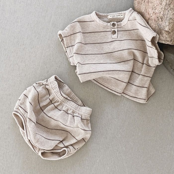 Versão coreana respirável verão bebê menino manga curta camiseta terno bebê crianças moda Casual listrado Shorts terno d