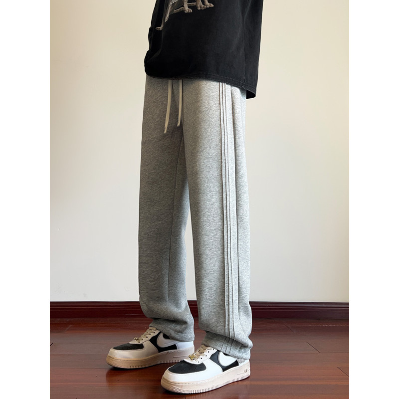 Calça de moletom listrada Casual reta masculina estilo americano calças retas adolescentes estudantes cordão 2026 primav