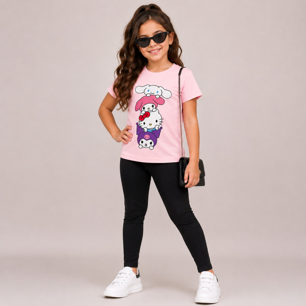 Conjunto Infantil Feminino Supercute Camiseta Estampada e Legging Confortável 02 ao 14