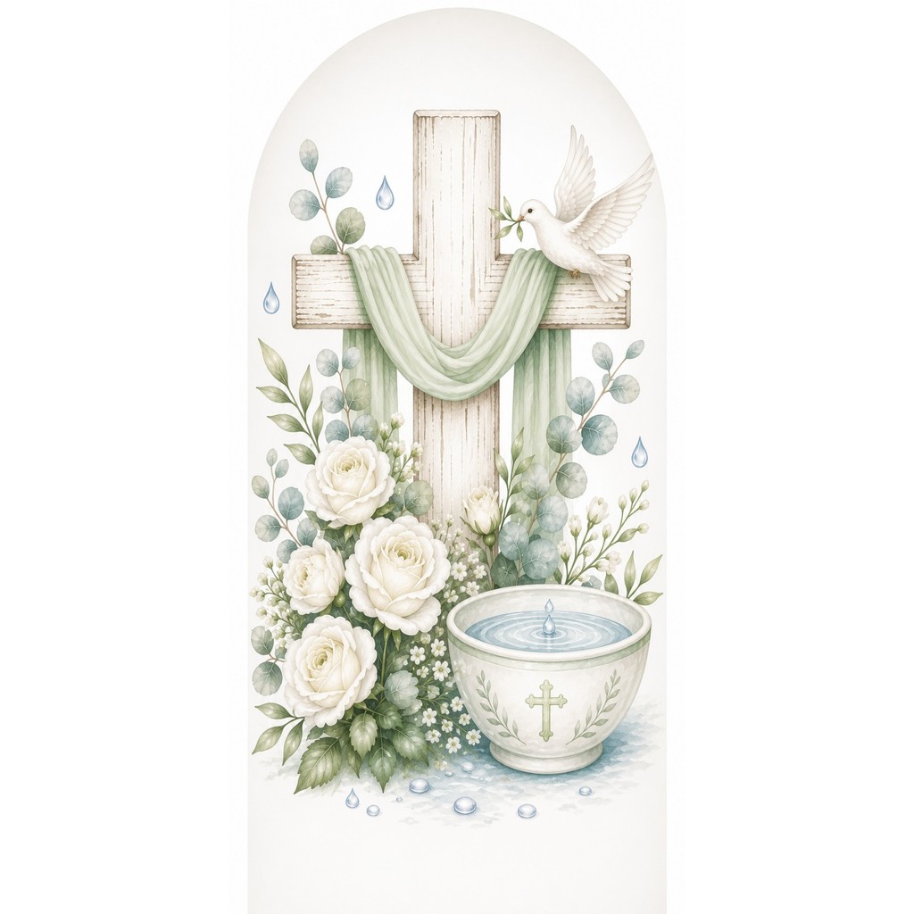 Painel Vertical ou Romano tecido subl. decor BATIZADO