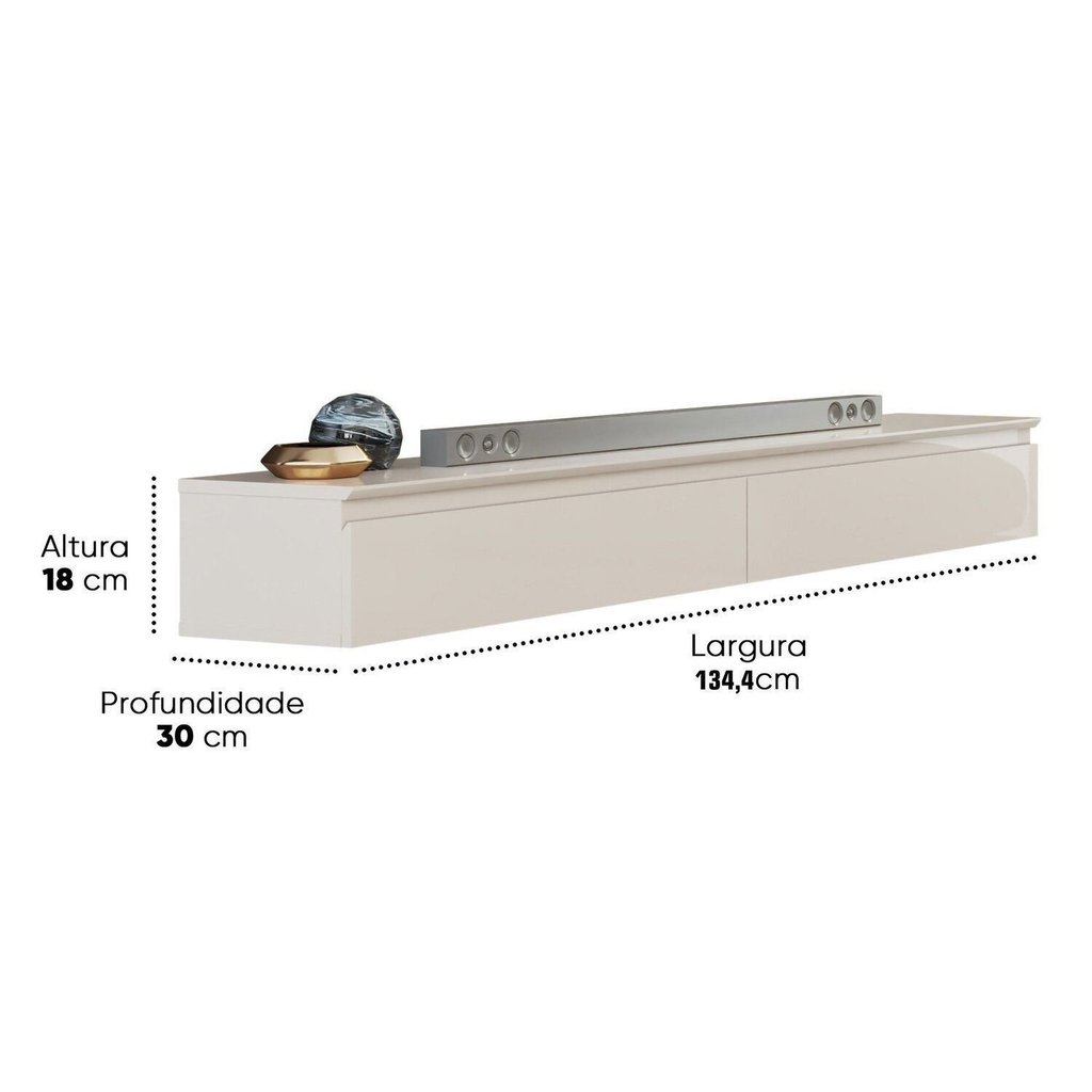 Rack Suspenso para TV até 55 Polegadas MDF 134,4cm 2 Gavetas Aspen 1.35 134.4